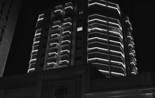 Hilton Hotel in Alexandria, Egypt (LED Linear Tubes Mixing Colors Purple and Cyan)