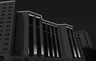 Oberoi Hotel Exterior Lighting Medina, Saudi Arabia (Design LED Wall Washers Warm White & LED Linear Rope Warm White Color for Building & The LED Signboard)