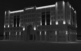 Water Tower Exterior Lighting Medina, Saudi Arabia (Design LED Wall Washers RGB & LED Linear Rope RGB Colors for Building)